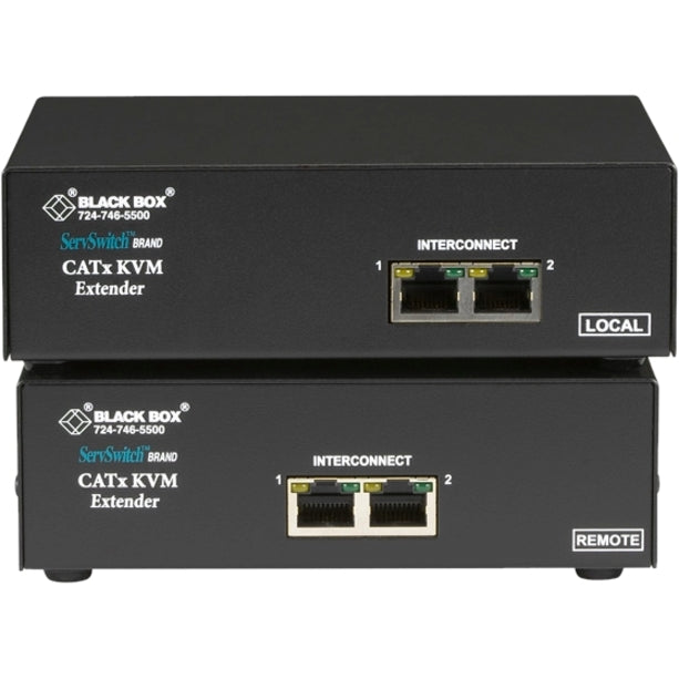 Black Box ACU6222A ServSwitch CATx USB KVM Extender, Dual-Head VGA with Serial and Audio, 984.25 ft Maximum Operating Distance