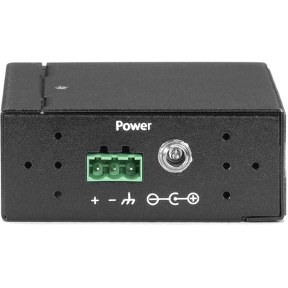 Close-up view of Black Box ICI200A Industrial USB Hub power connection interface with terminal block-alternate-image3