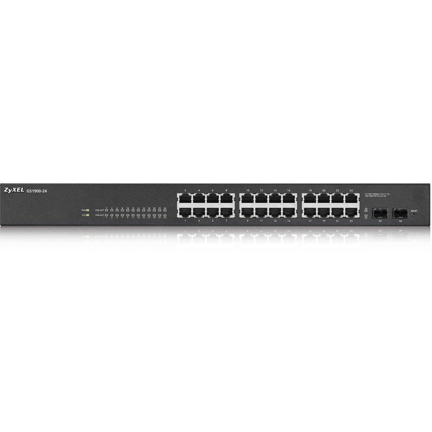 ZYXEL GS1900-24 Ethernet Switch, 24 Port Gigabit L2 Web Managed Rackmountable Switch