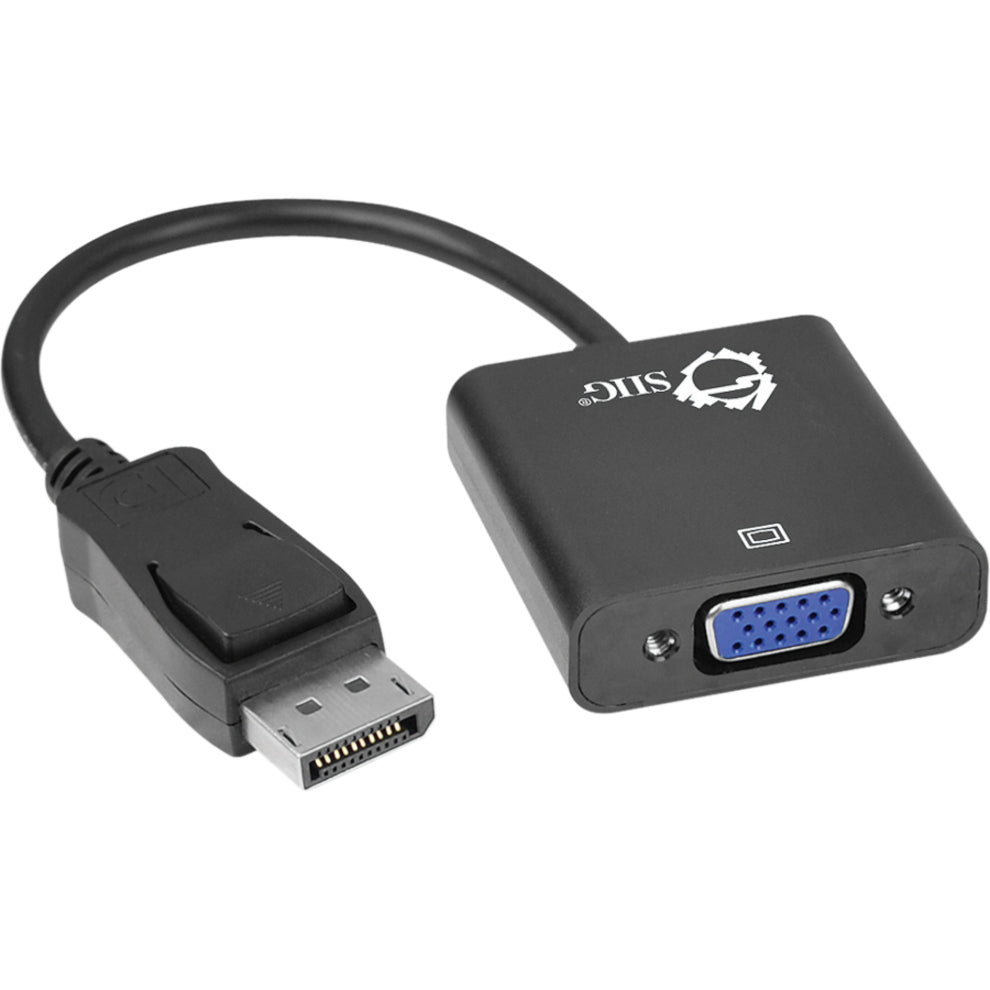 SIIG CB-DP0N11-S1 DisplayPort to VGA Adapter Converter, Supports 1080p and PC Graphics Resolution up to 1920x1200, Compact Design with 8KV ESD Protection, Black