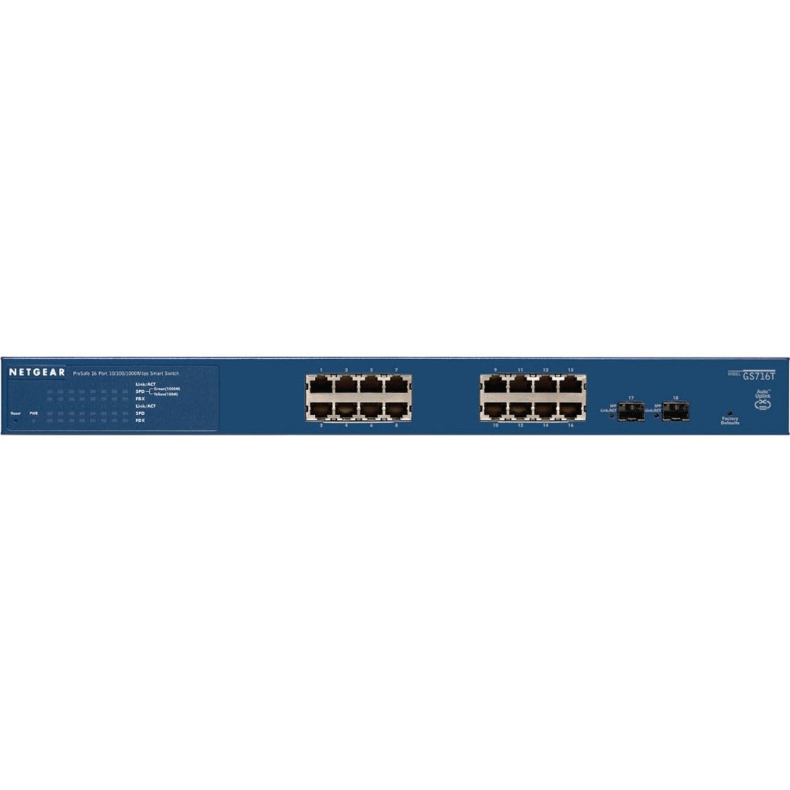 NETGEAR GS716T-300NAS ProSafe 16-Port Smart Managed Pro Switch, Gigabit Ethernet, Rack-mountable