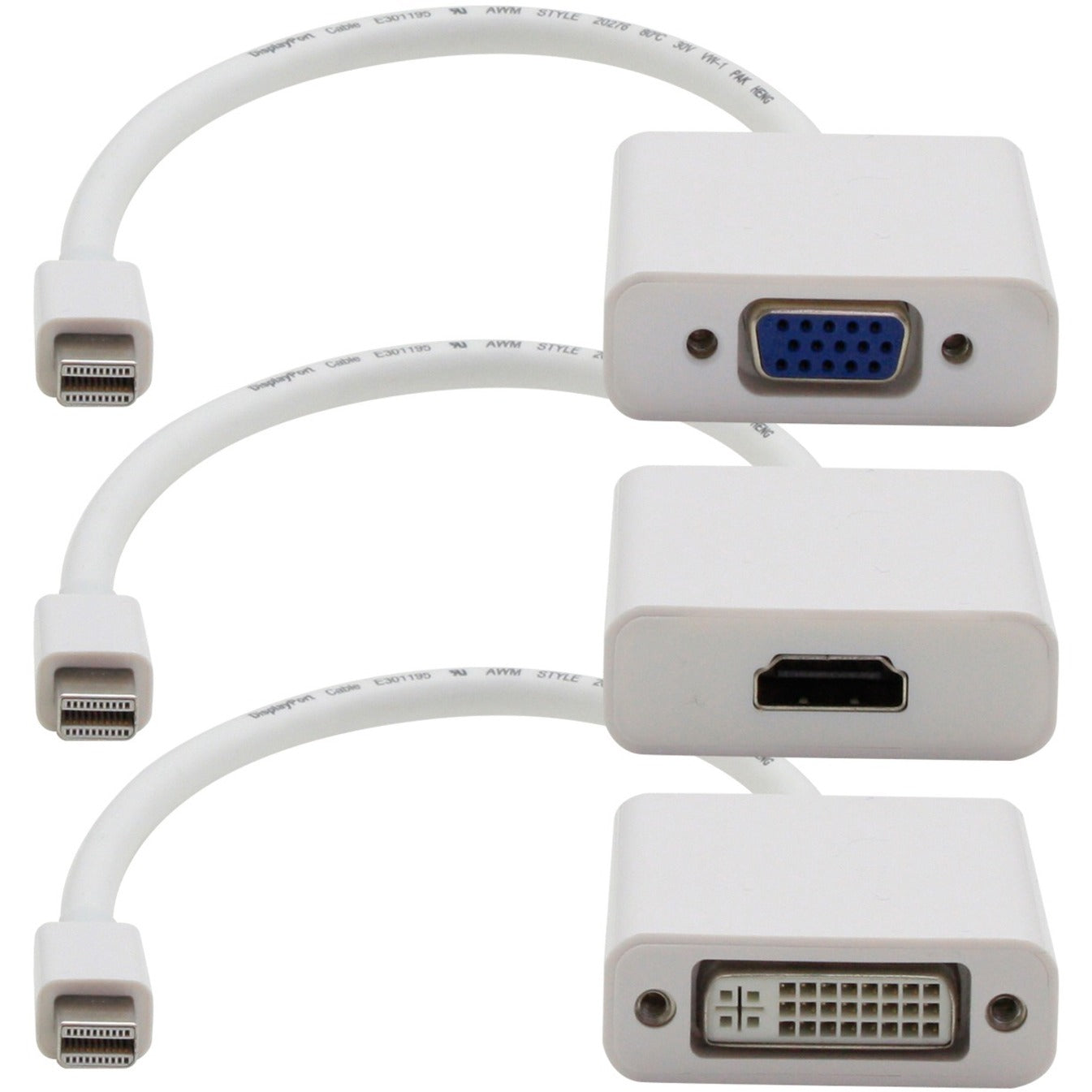 AddOn MDP2VGA-HDMI-DVI-W Mini-DisplayPort Adapter Bundle (VGA, HDMI, DVI) for Mac, White