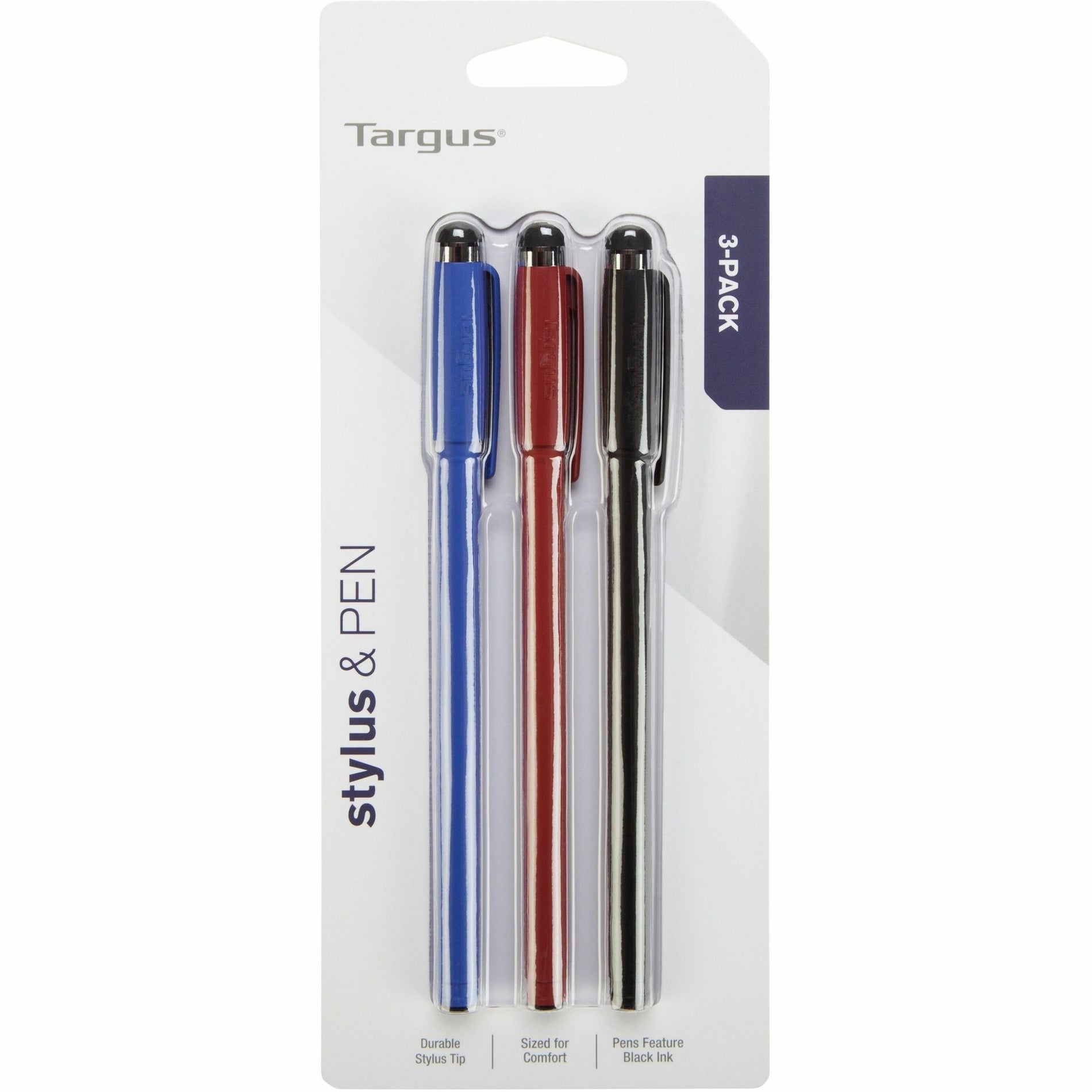 Targus AMM0601TBUS Antimicrobial Stylus & Pen (3 Pack), Touchscreen Devices, 1 Year Warranty