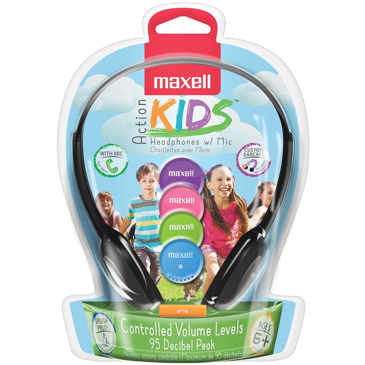 Maxell 195004 Action Kids Headphones With Mic, Durable, Secure, Stereo Sound, Wired