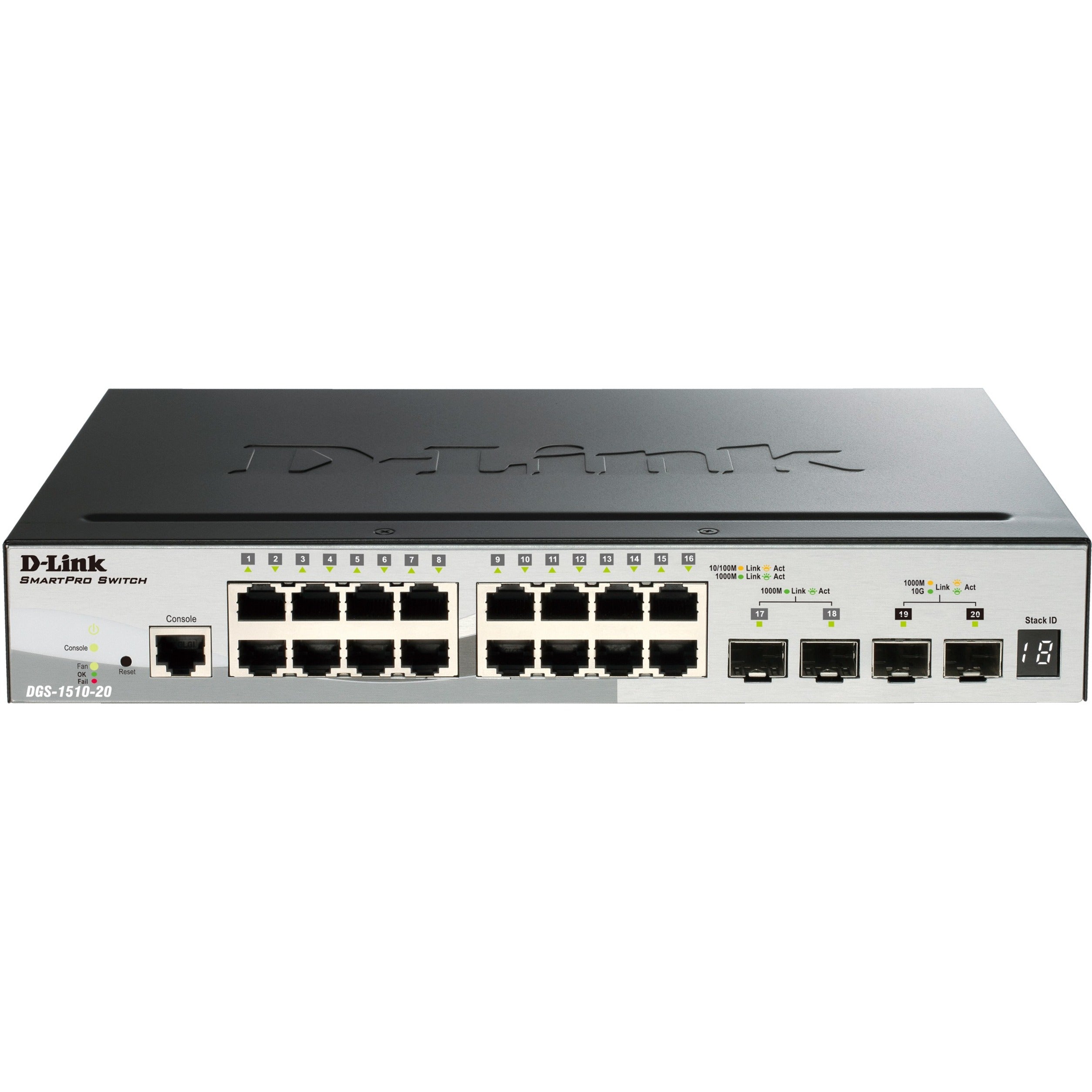 D-Link DGS-1510-20 SmartPro Ethernet Switch, 20-Port Gigabit with 2x 10G SFP+ Slots