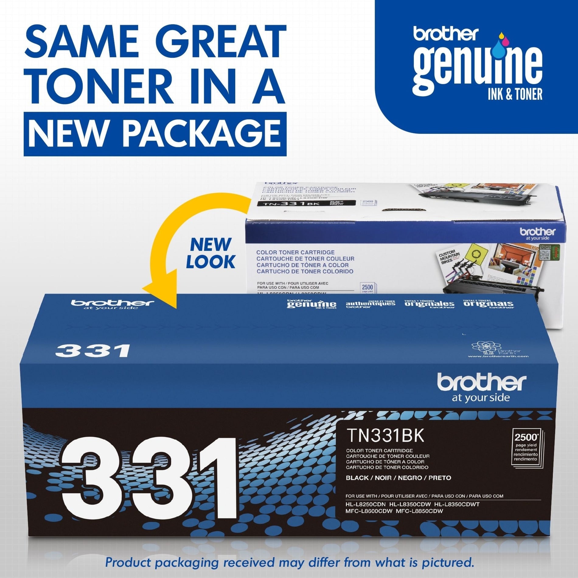 Brother TN331BK Toner Cartridge, 2500 Pages Yield, Black
