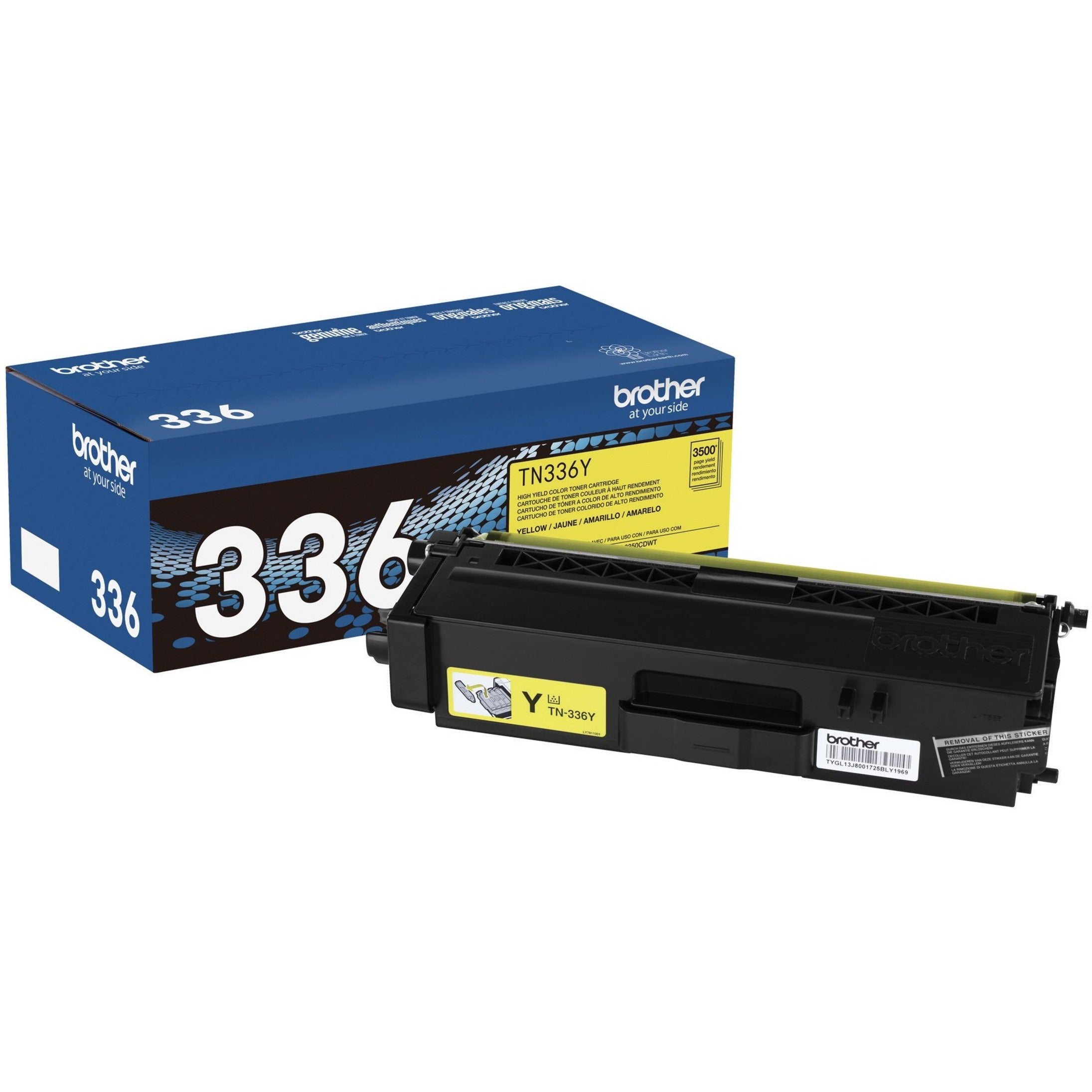 Brother TN336Y High Yield Yellow Toner Cartridge, 3500 Pages