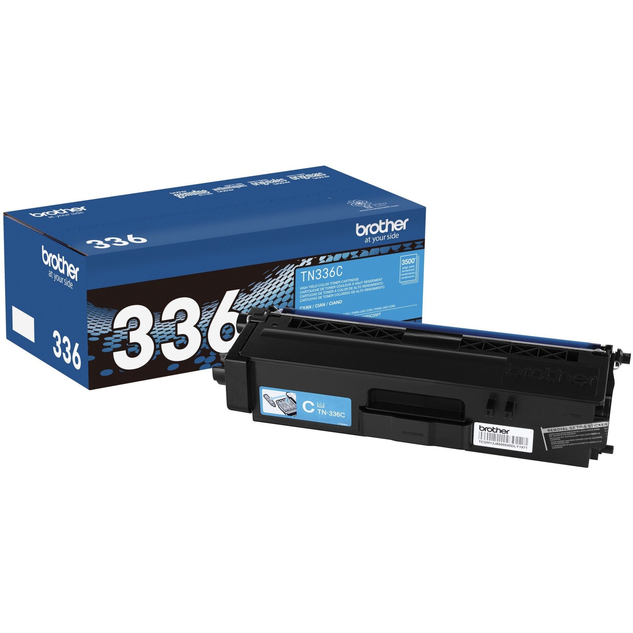 Brother TN336C High Yield Cyan Toner Cartridge, Genuine Brother Printer Toner, 3500 Pages Yield