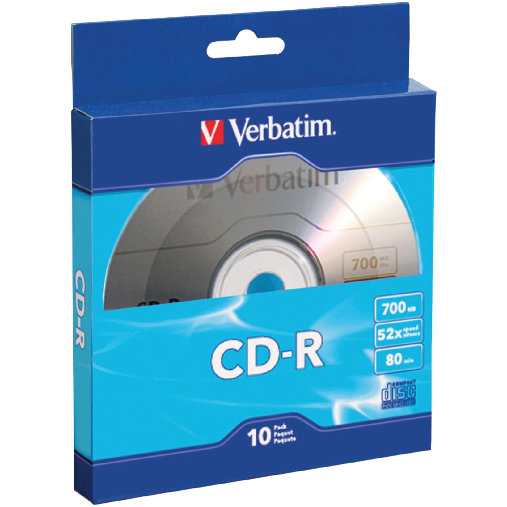 Verbatim 97955 CD-R 700MB 52X with Branded Surface - 10pk Bulk Box