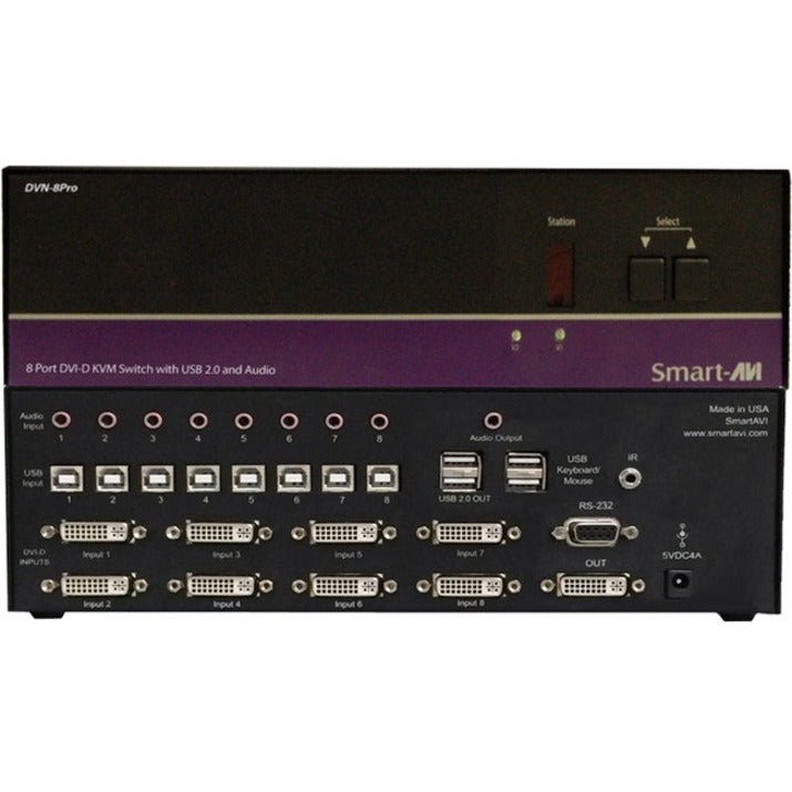 SmartAVI DVN-8PROS KVM Switchbox, 8 Computers Supported, USB and DVI Ports, Mac/PC/Linux Compatible