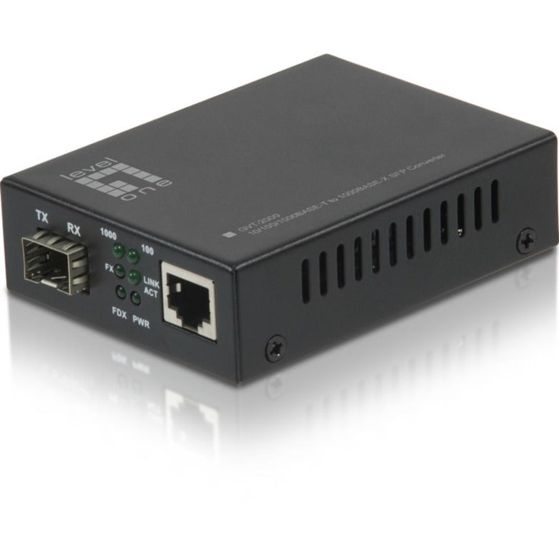 LevelOne GVT-2000 10/100/1000BASE-T to 1000BASE-X SFP Mini Media Converter, Gigabit Ethernet, Twisted Pair and Optical Fiber Supported