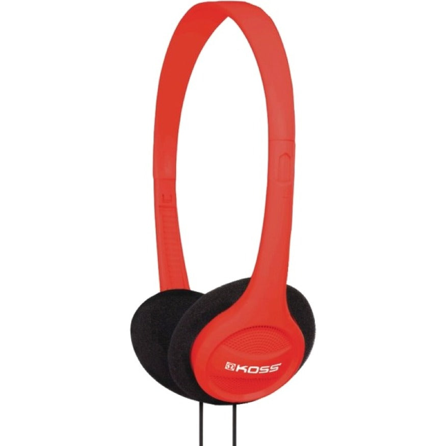 Koss KPH7R KPH7 On-Ear Headphones, Adjustable Headband, Lightweight, Deep Bass, Red