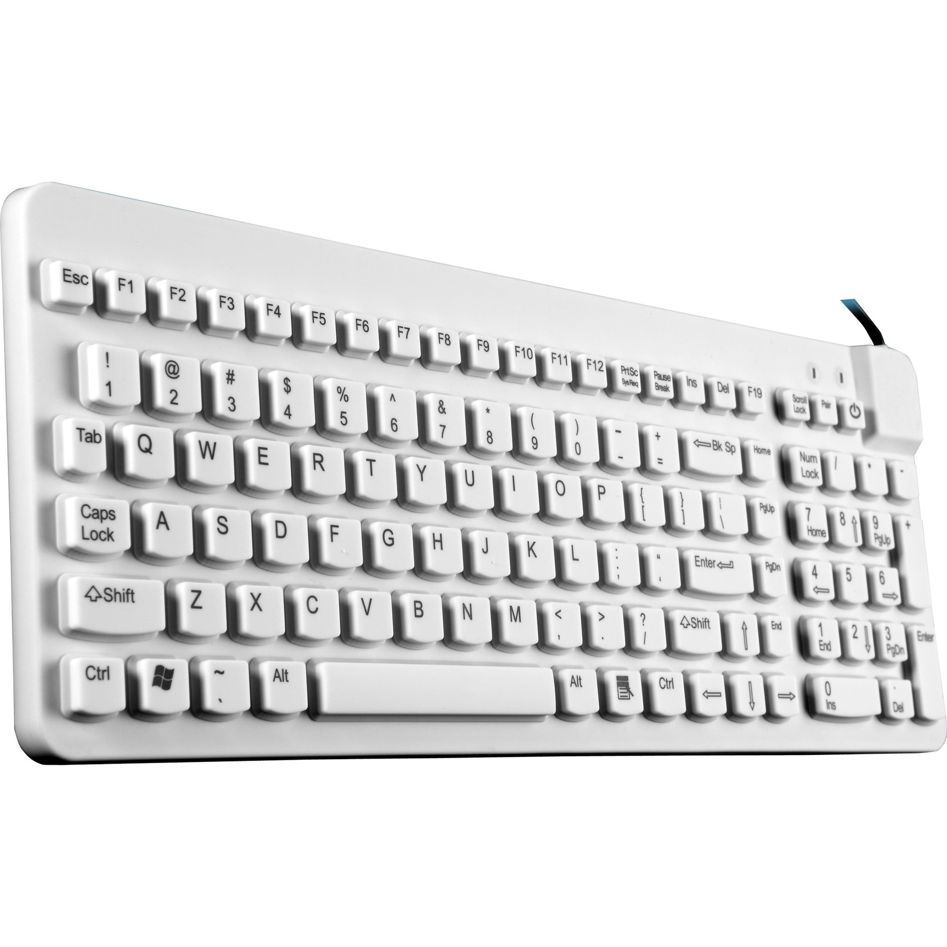 Man & Machine RCLP/W5 Really Cool LP Low Profile Premium Waterproof Disinfectable Keyboard, White, USB