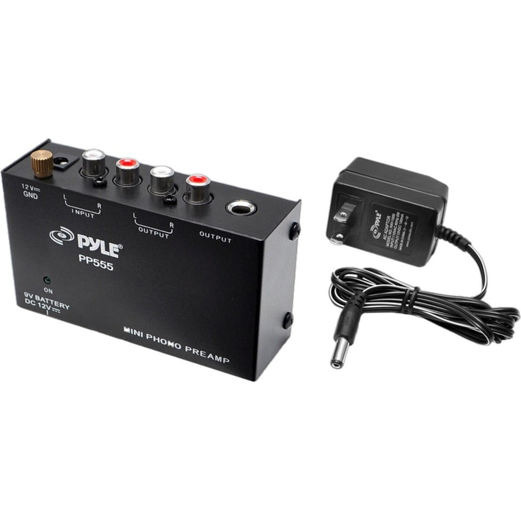 Pyle PP555 Ultra Compact Phono Turntable Pre-Amplifier w/ 9V Battery Compartment, 0.1% THD - 1 kHz