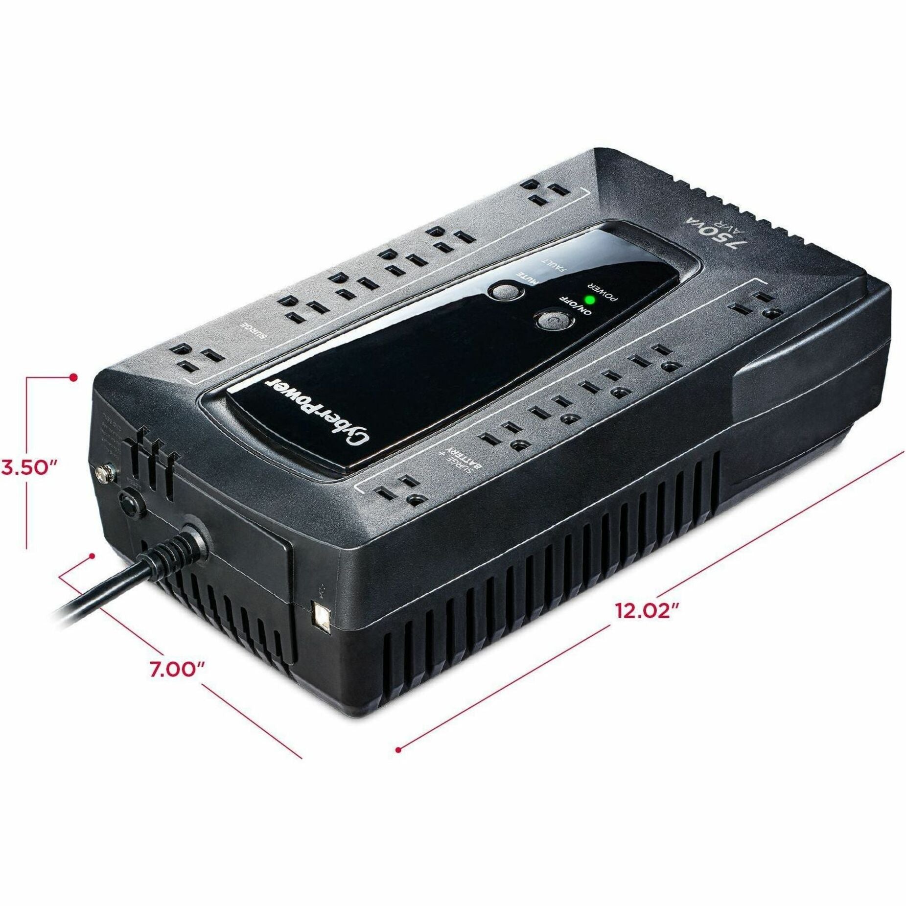 CyberPower AVRG750U AVR Series 750VA 450W Desktop UPS with USB, 3 Year Warranty, Low Battery Alarm