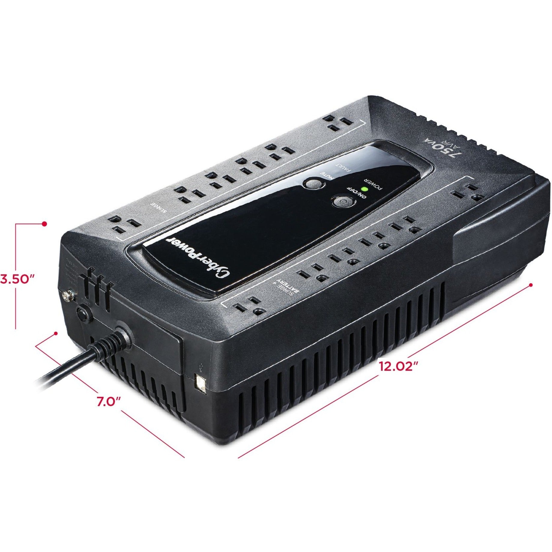 CyberPower AVRG900U AVR Series 900VA 480W Desktop UPS with AVR and USB, 3 Year Warranty, Low Battery Alarm