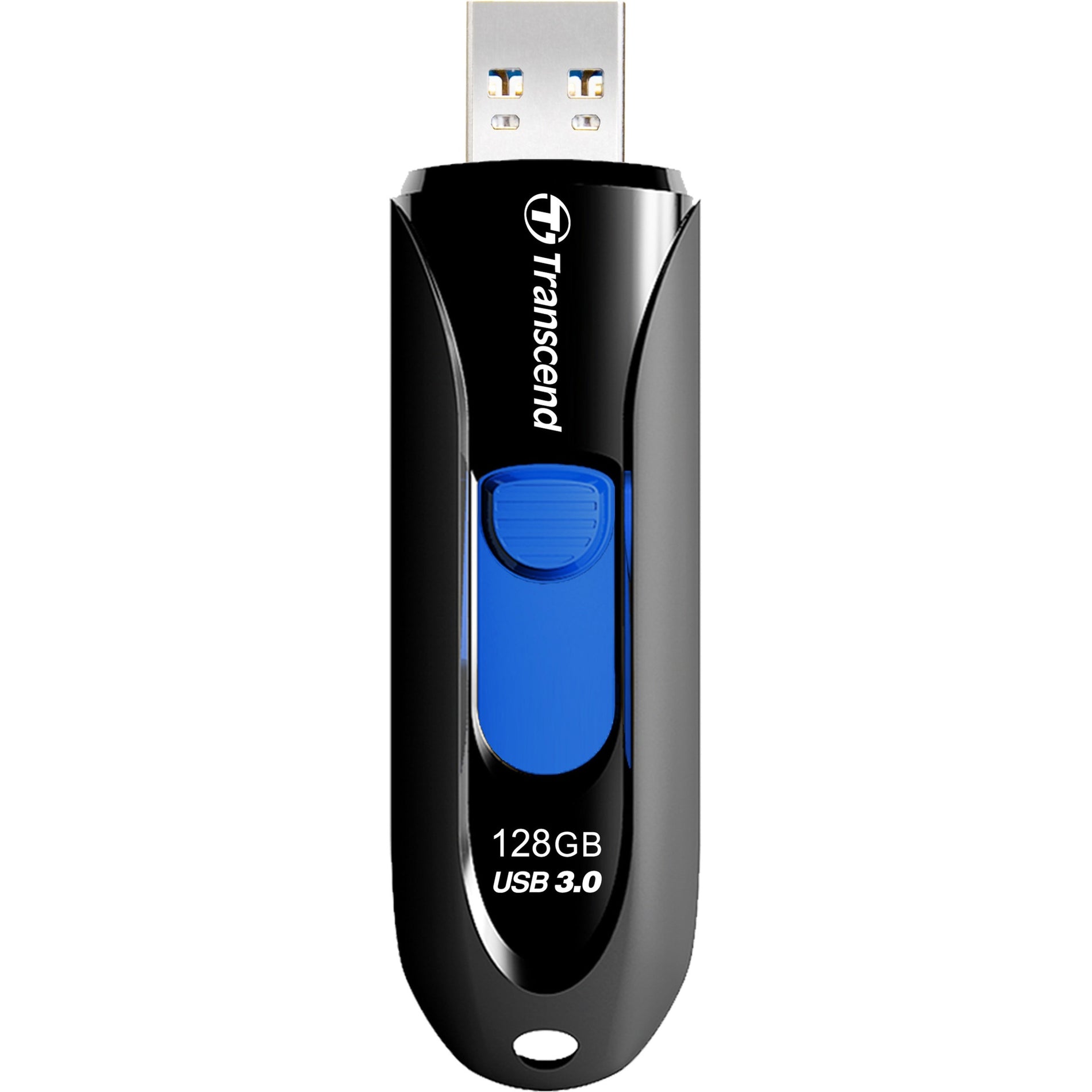 Transcend TS128GJF790K 128GB JetFlash 790 USB 3.0 Flash Drive, Capless and Retractable, Black/Blue