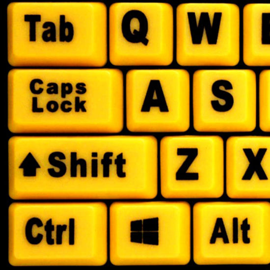 Adesso AKB-132UY Luminous 4X Large Print Multimedia Desktop Keyboard, Ergonomic, Fluorescent Yellow