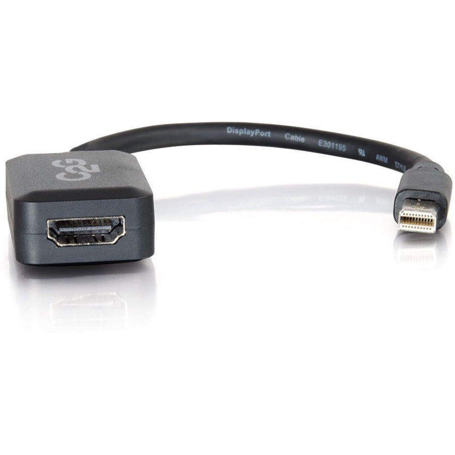 C2G 54313 8in Mini DisplayPort Male to HDMI Female Adapter Converter - Black, Connect Your Devices with Ease [Discontinued]