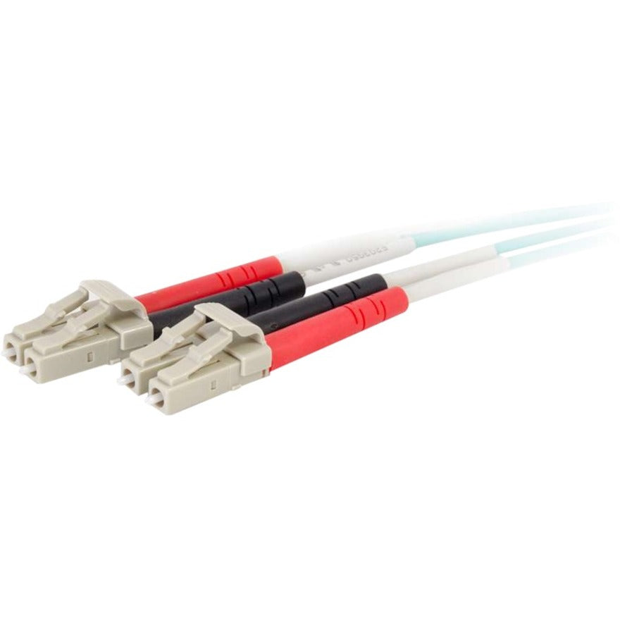 C2G 01142 50m LC-LC 50/125 OM4 Duplex Multimode PVC Fiber Optic Cable - Aqua, High-Speed Data Transfer for Network Devices