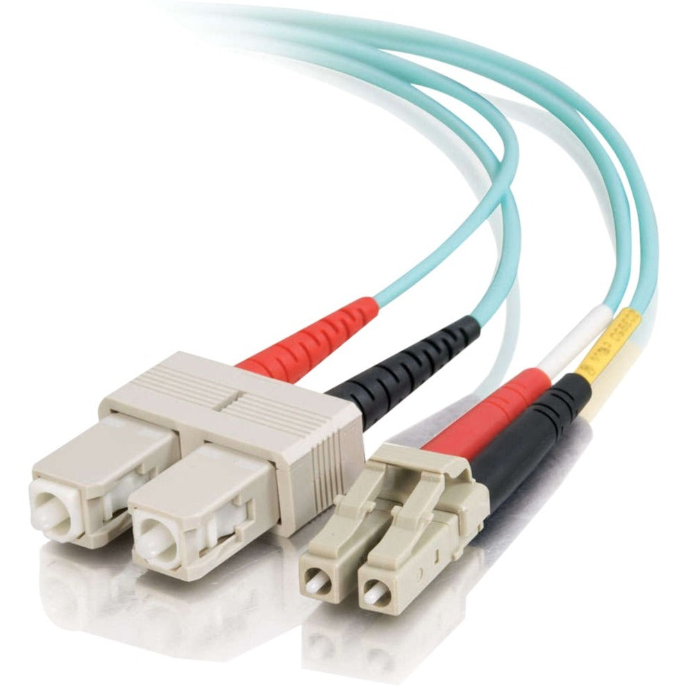 C2G 01130 15m LC-SC 10Gb 50/125 OM3 Duplex Multimode PVC Fiber Optic Cable, Aqua