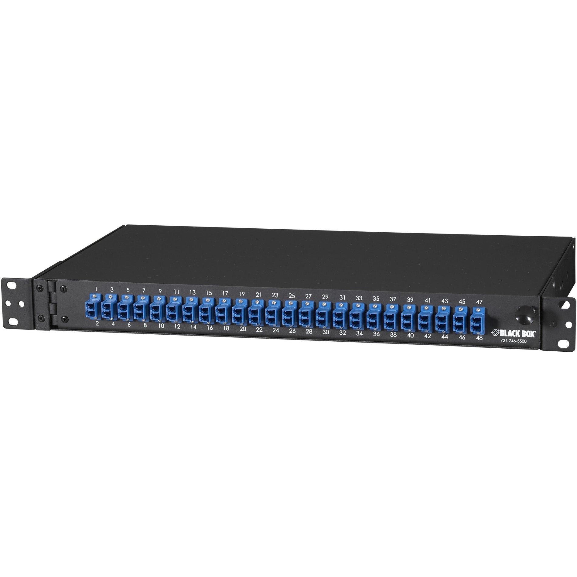 Black Box JPM385A Rackmount Preloaded Fiber Enclosure 1U, (24) Duplex LC Pair, Lifetime Warranty