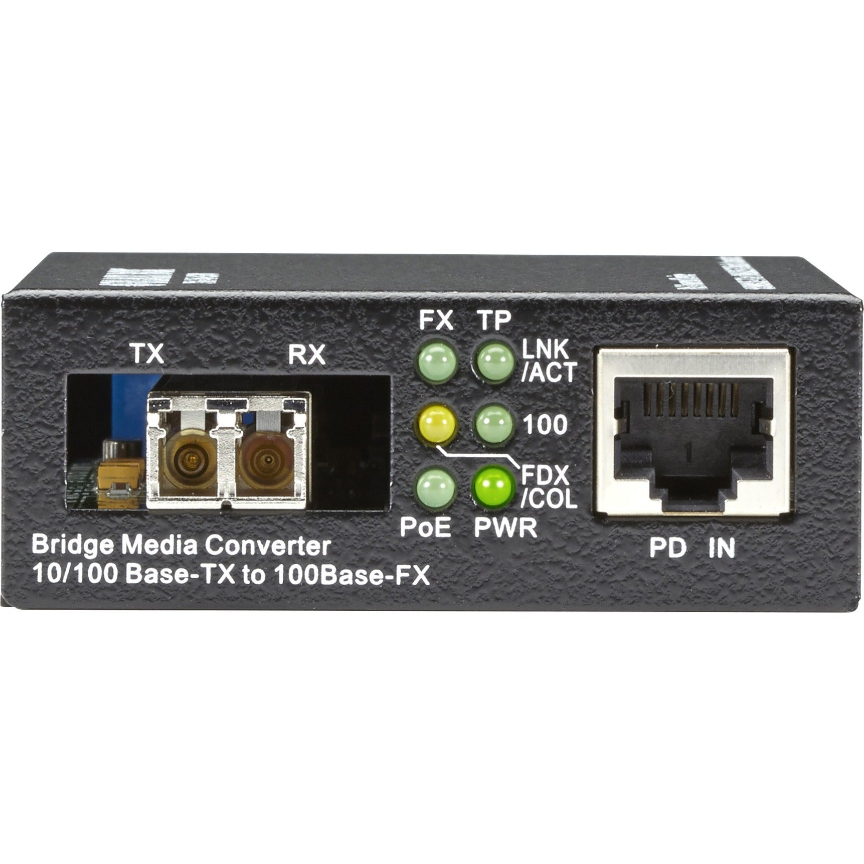 Black Box LPD504A Transceiver/Media Converter, 100Base-FX, 10/100Base-TX, Multi-mode, 1.24 Mile