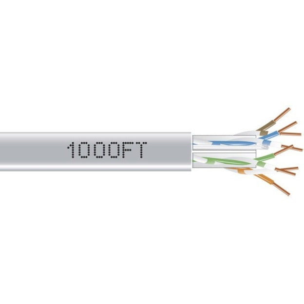 Black Box EYN877B-PB-1000 GigaTrue CAT6 Bulk Cable UTP CMP Plenum GY 1000FT, Flame Retardant, 1 Gbit/s Data Transfer Rate