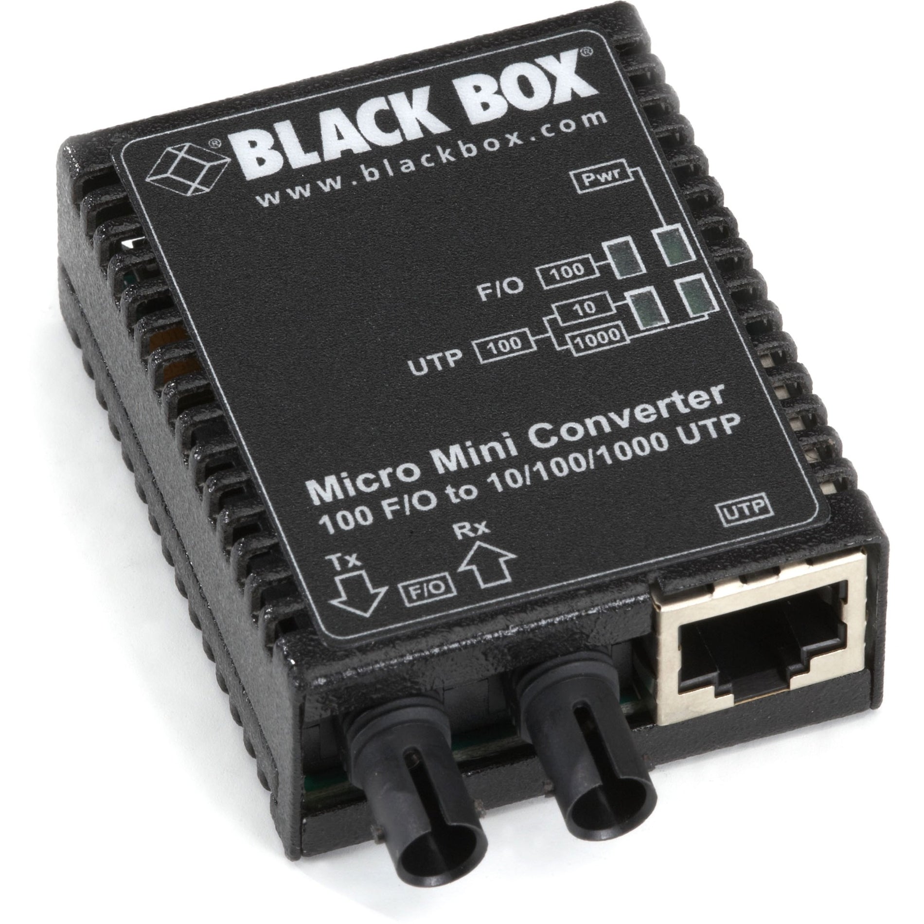 Black Box LMC403A Tanscevier Media Converter, 10/100/1000Base-T, 100Base-FX, 10/100Base-TX, 1000Base-X, Gigabit Ethernet, Single-mode, 18.64 Mile