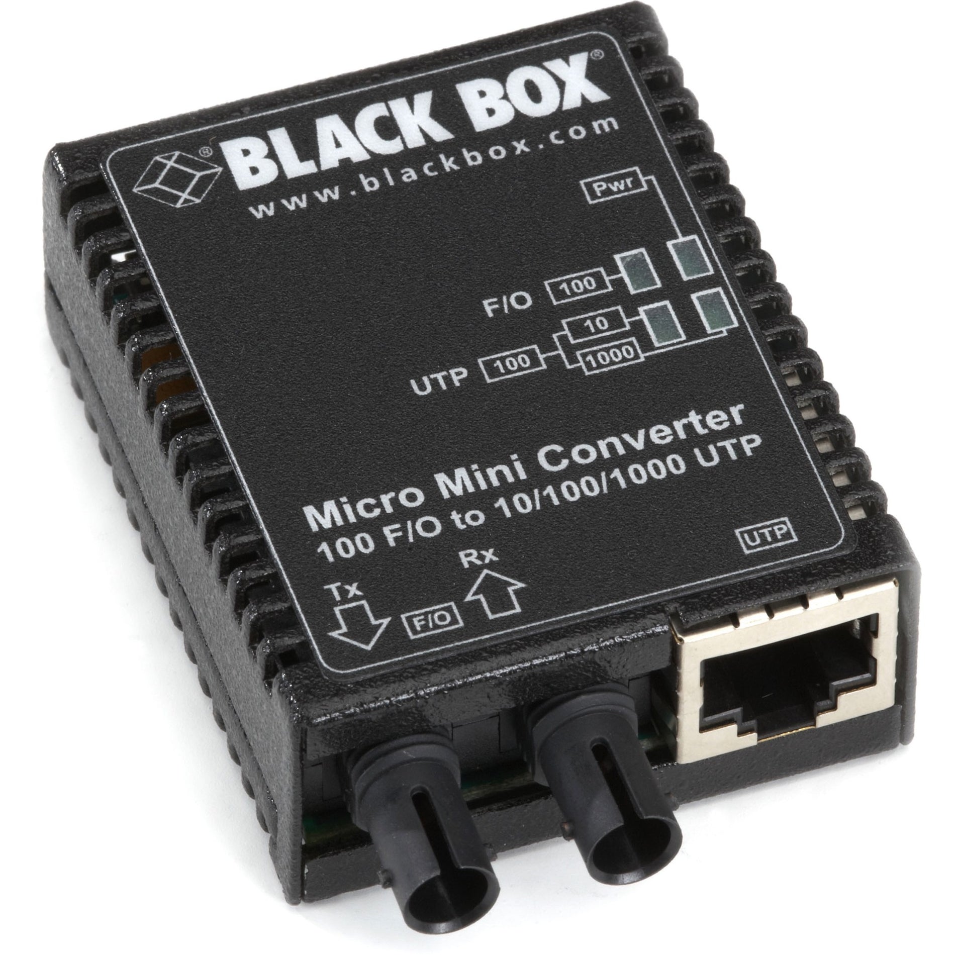 Black Box LMC401A Micro Mini Transcevier Media Converter, 10/100/1000Base-T, 100Base-X, Fast Ethernet, Gigabit Ethernet, Multi-mode, 3.11 Mile