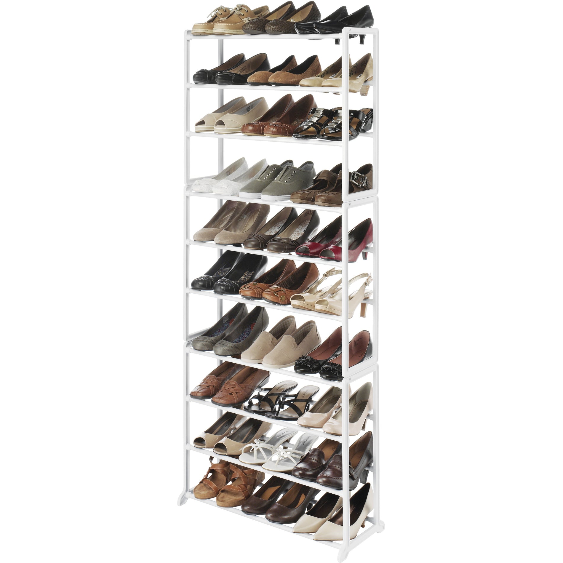 Whitmor 6780-3048-WHT Shoe Rack, Durable, Floor Placement, Holds 60 Shoes