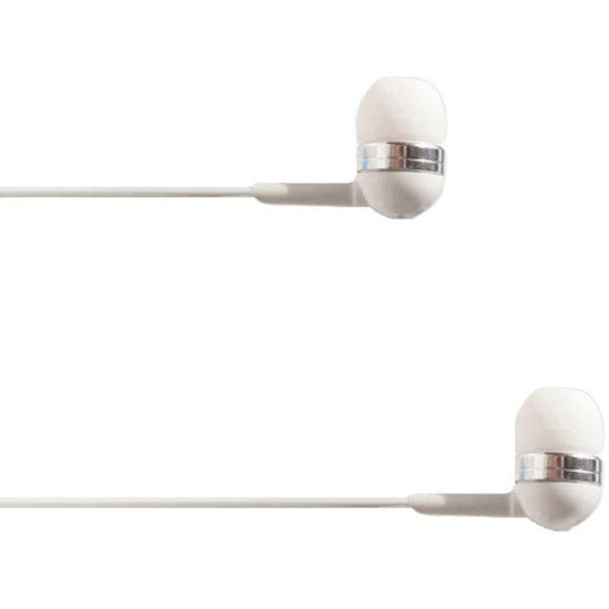4XEM 4XIBUDWH Ear Bud Headphone White, Neodymium Driver, Binaural Earpiece Design, On-cable Microphone