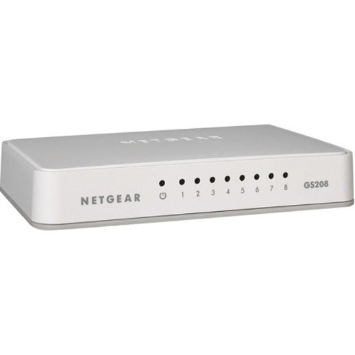 NETGEAR GS208-100PAS 8-Port Gigabit Unmanaged Switch, Fast Ethernet, Twisted Pair, Compact Design
