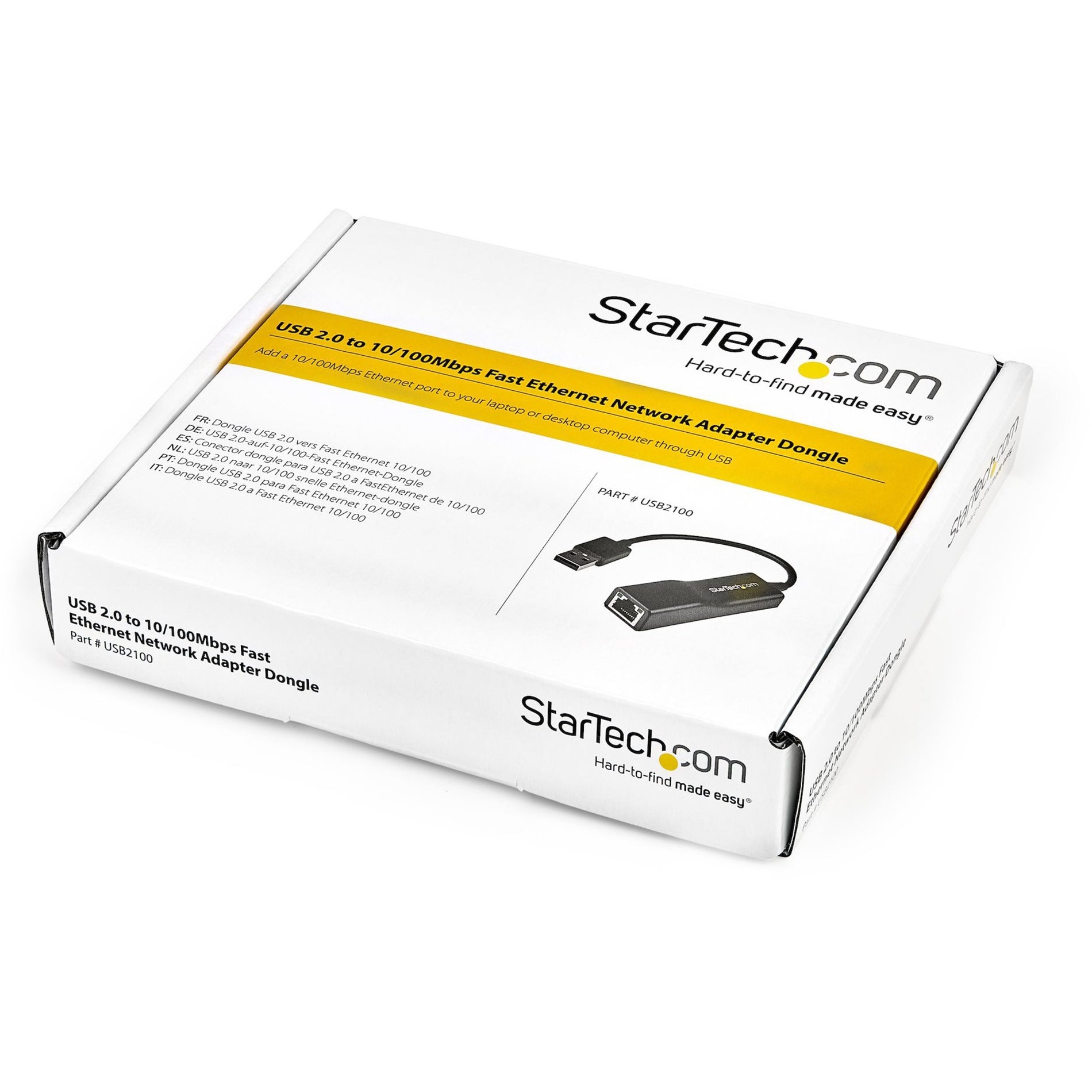 StarTech.com USB2100 USB 2.0 to 10/100 Mbps Ethernet Network Adapter Dongle, Easy Plug-and-Play Internet Connection