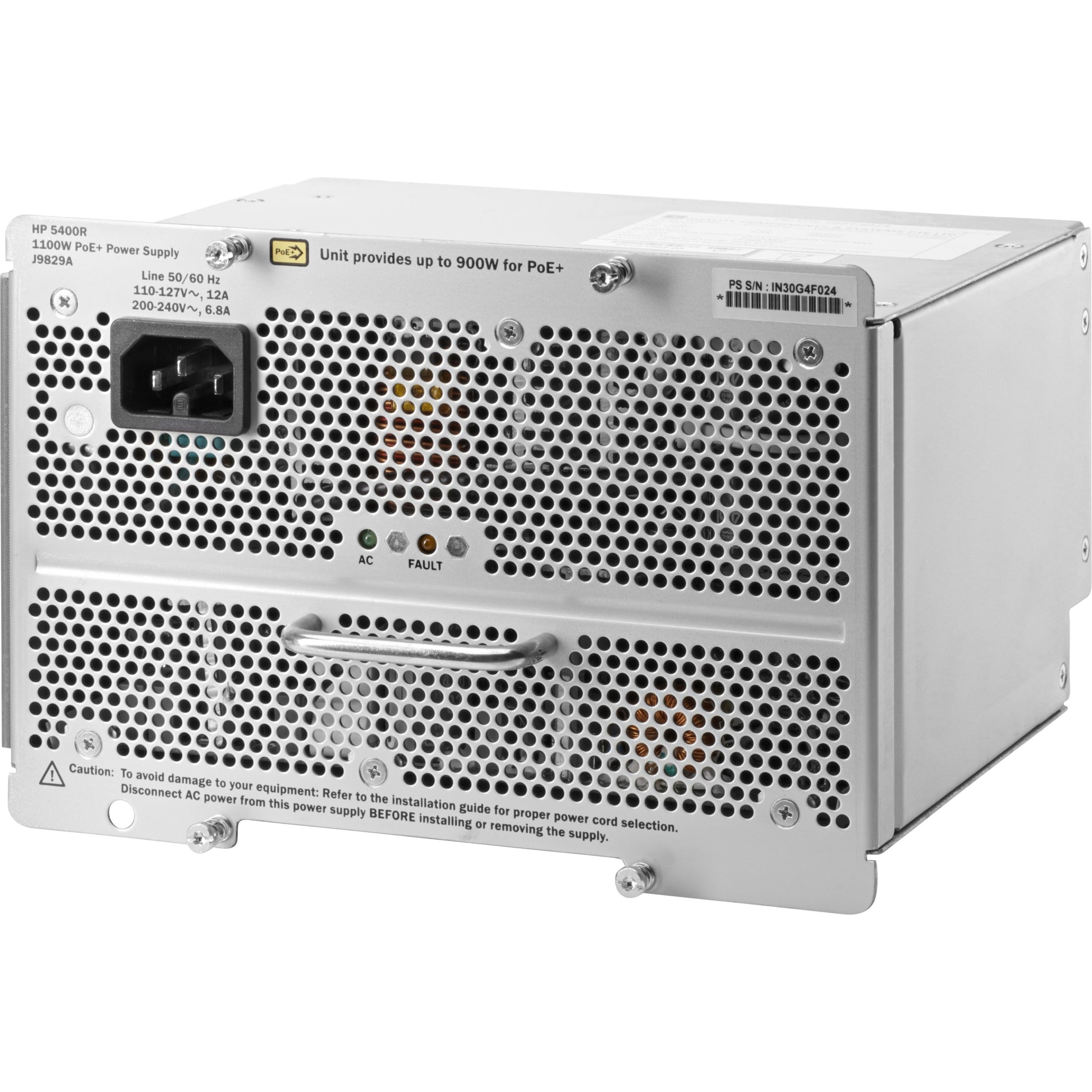 HPE 5400R 1100W PoE+ zl2 Power Supply, Lifetime Warranty, 1100W Output Power