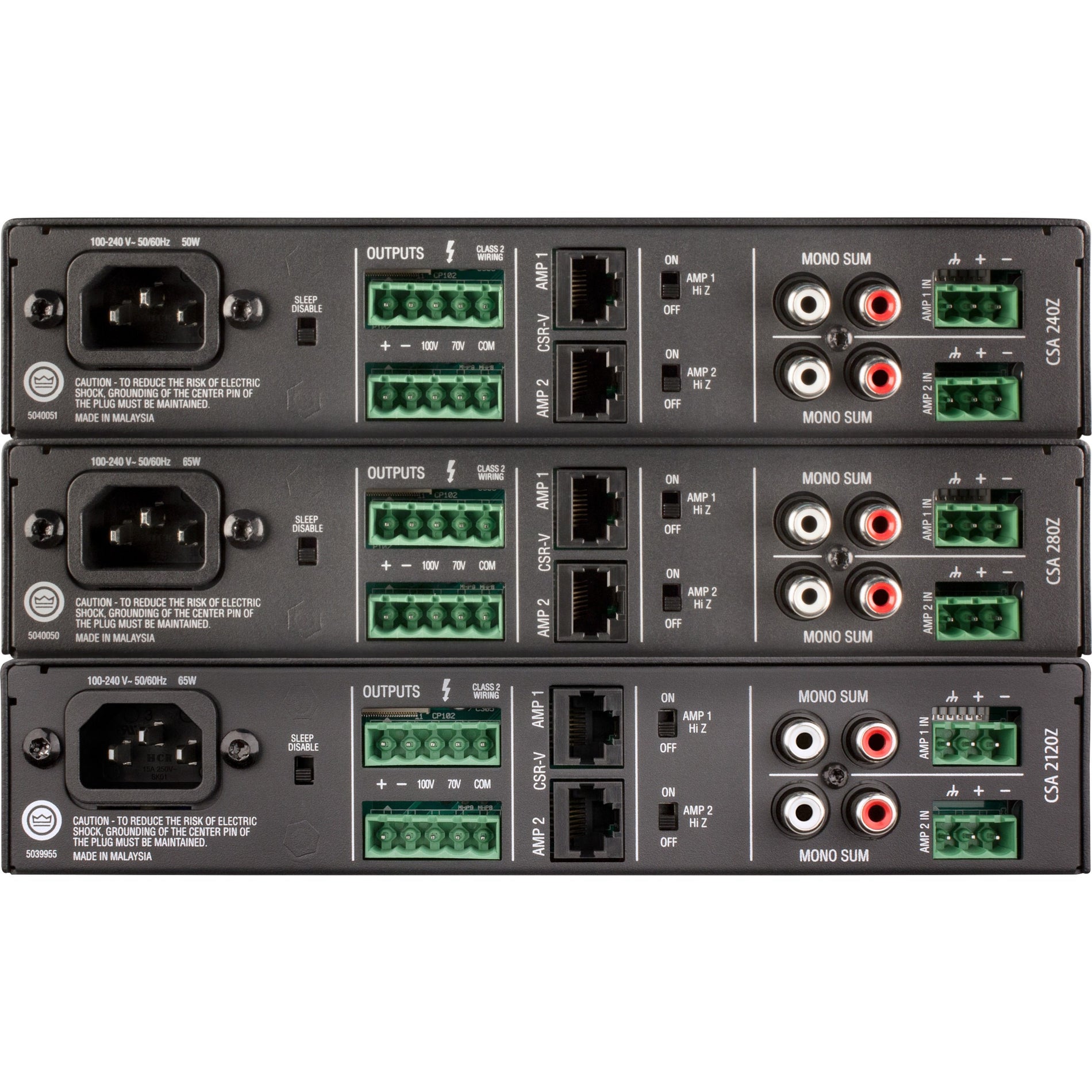 JBL Commercial NCSA280Z-U-US Commercial CSA 280Z Amplifier, 2X80W Fanless 70/100V 1U