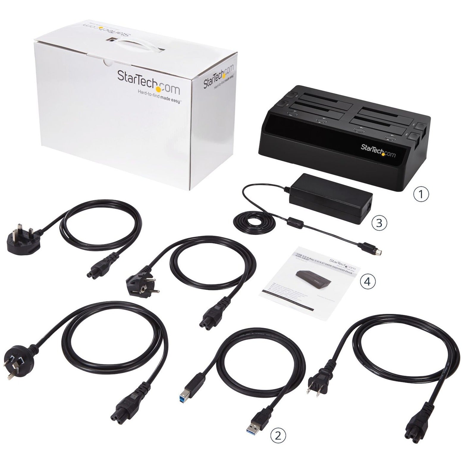 StarTech.com SDOCK4U33 USB 3.0 4-Bay 2.5/3.5" SATA SSD/HDD Dock, UASP & Dual Fans
