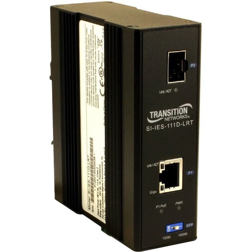 Transition Networks SI-IES-111D-LRT Hardened 1-port Mid-span PoE+ Injector, 30W Output Power