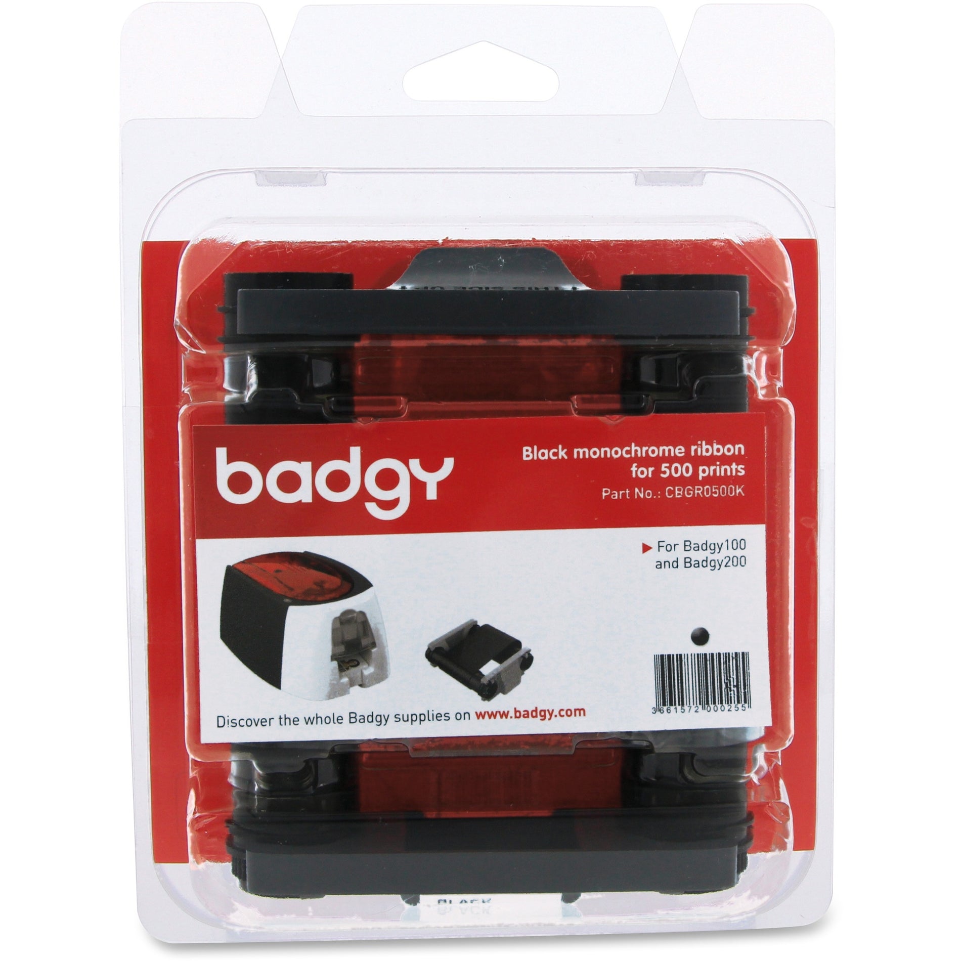 Badgy CBGR0500K Printing System Black Monochrome Ribbon, 500 Page Yield