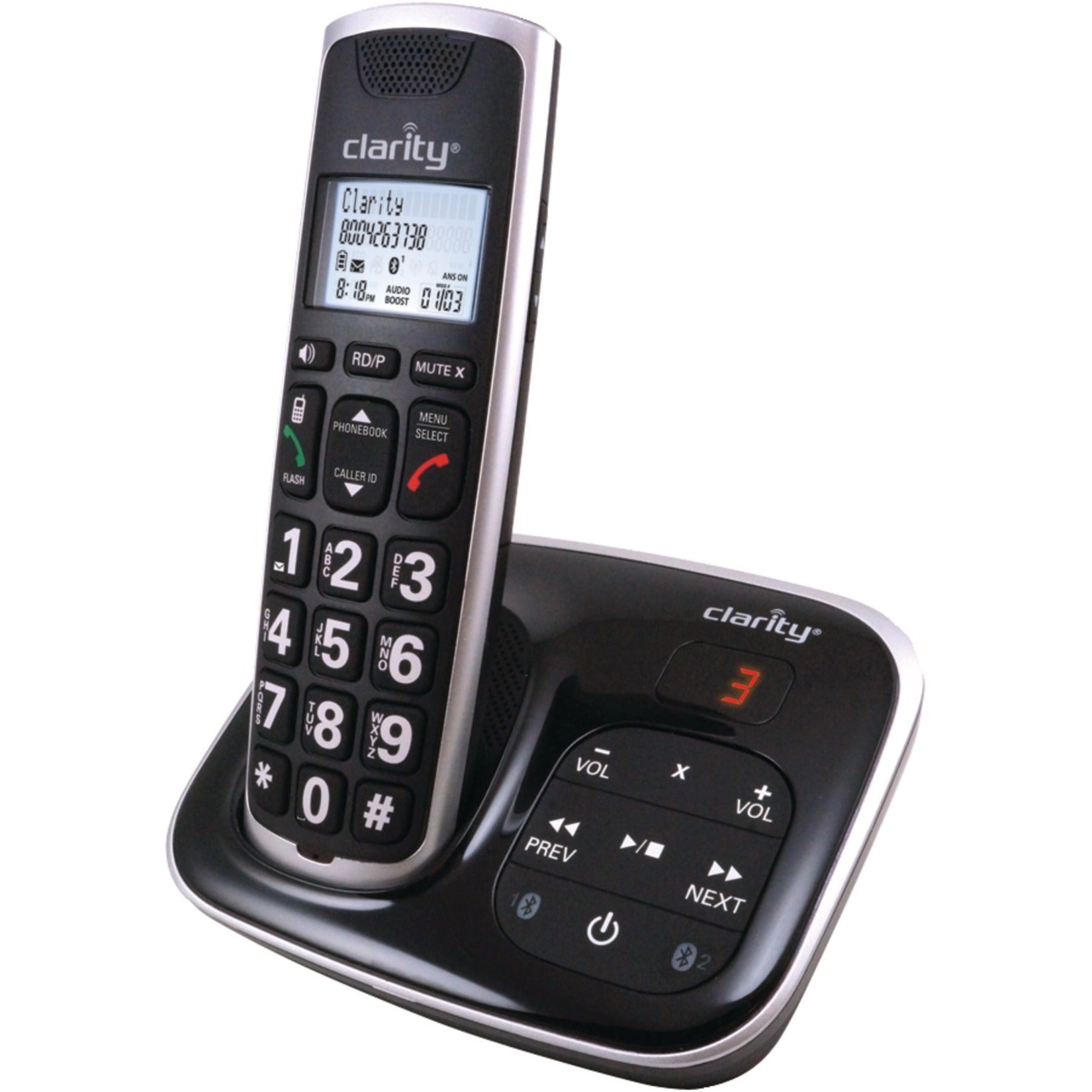 Clarity BT914 DECT 6.0 Cordless Phone 59914.001 Amplified Bluetooth Cordless Phone with Answering Machine, Expandable, Multiple Ring Tones, Visual Ringer