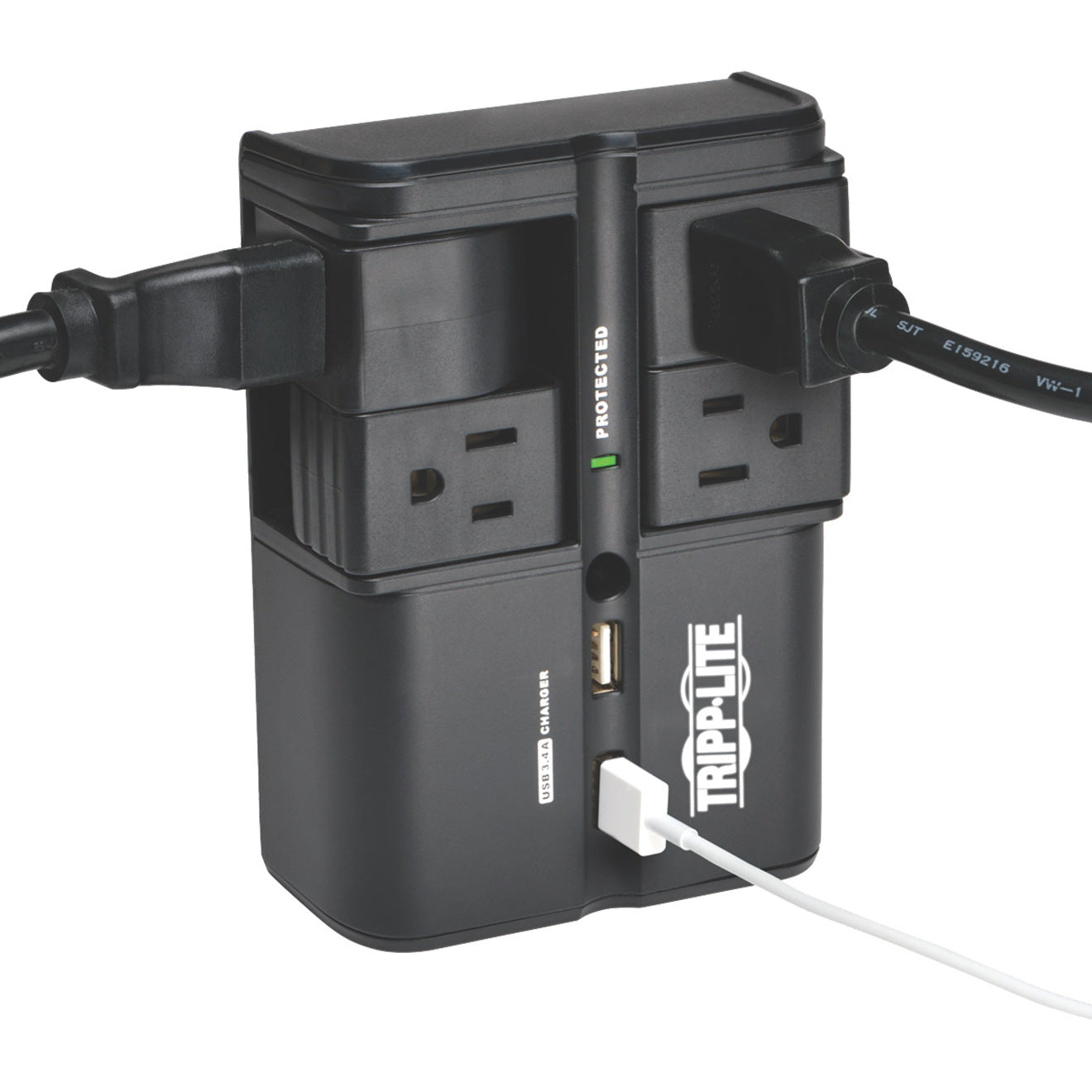 Tripp Lite SK40RUSBB Protect It! Surge Suppressor/Protector, 4 Rotatable Outlets Plug-in 1080 Charger