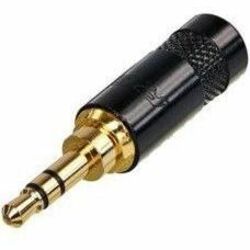 REAN NYS231BG NYS231Stereo 3 Pole 3.5 mm Plug, Crimp Strain Relief, Gold/Black