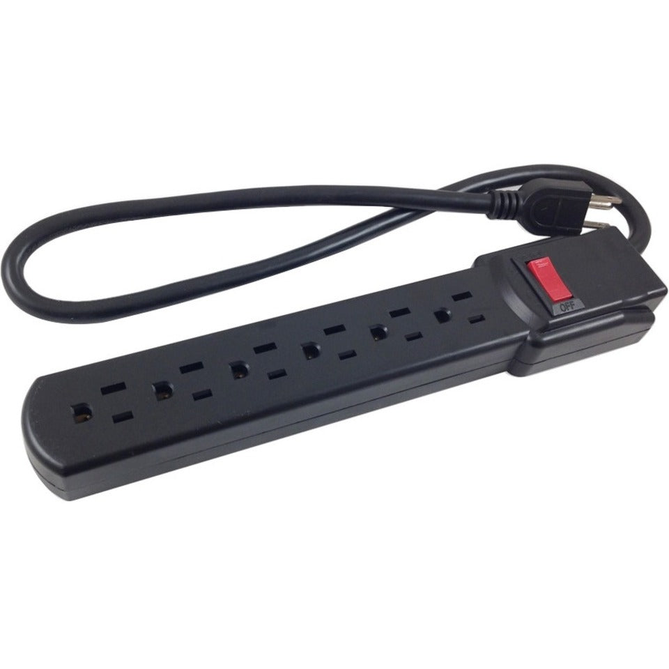 Comprehensive CPWR-SP6-6B 6-Outlet Black Surge Protector 6Ft AC Cord, 1875W Power Rating, 90J Surge Energy Rating