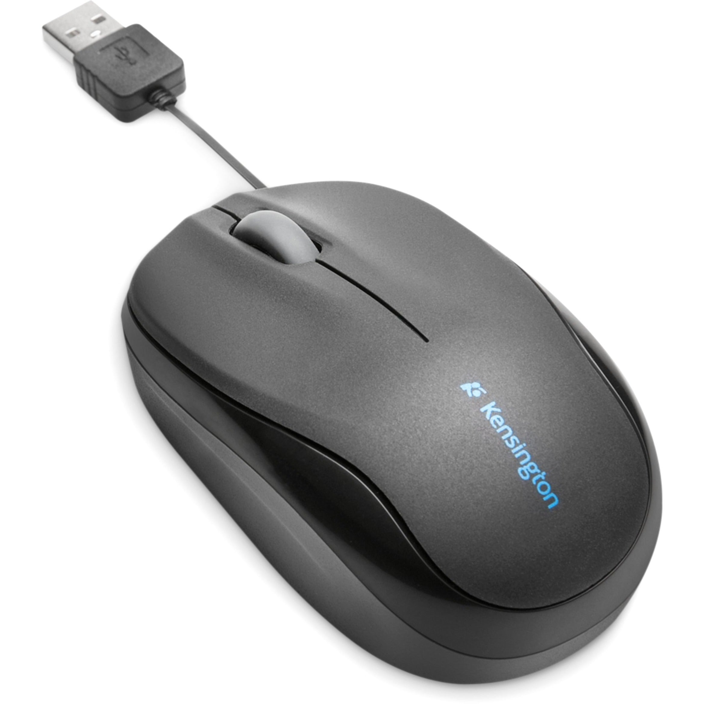 Kensington K72339USA Pro Fit Mobile Retractable Mouse, Black - 2 Year Warranty, USB Connectivity