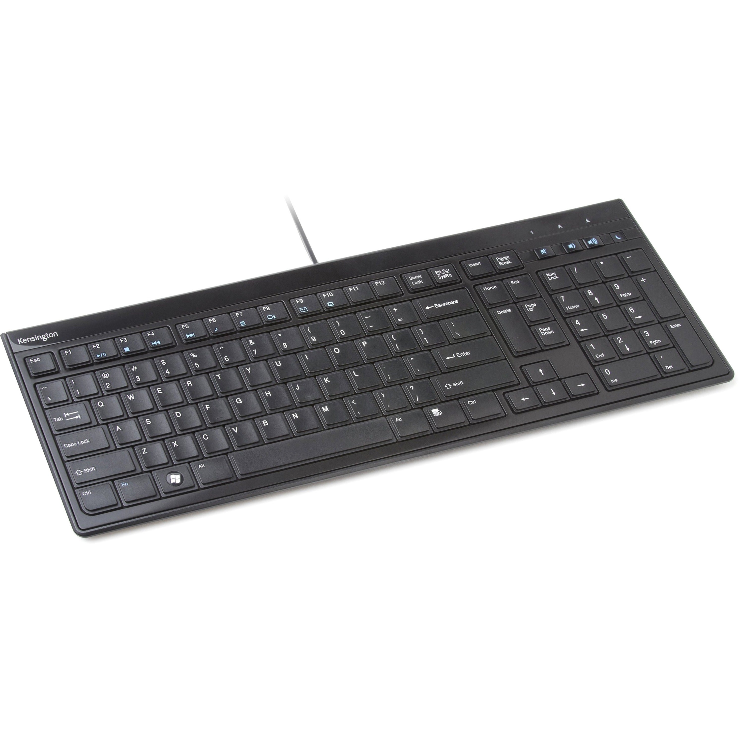 Kensington K72357USA Advance Fit Full-Size Slim Keyboard, Volume Control, Scissors Keys, USB Wired, 3 Year Warranty