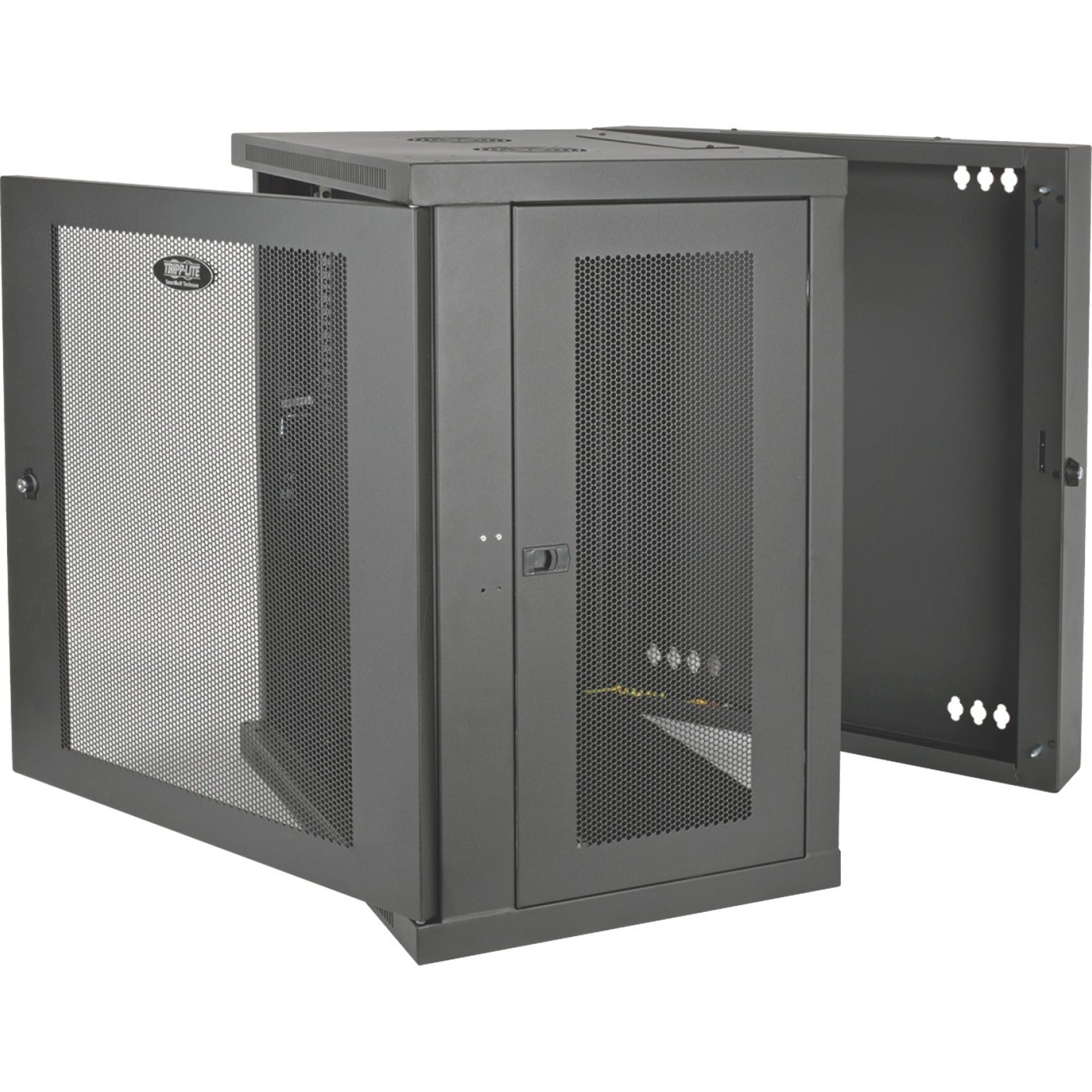 Tripp Lite SRW15US SmartRack 15U Wall-Mount Rack Enclosure Cabinet, Lockable, Cable Management, Black