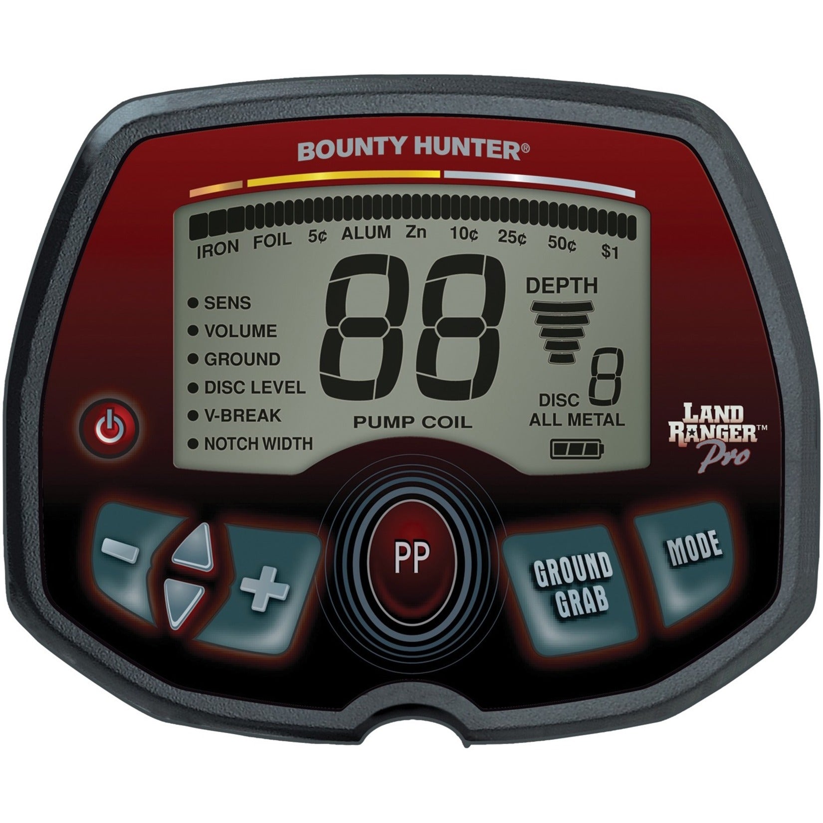 Bounty Hunter PROLR Land Ranger PRO Metal Detector, 5 Year Warranty, Battery Powered