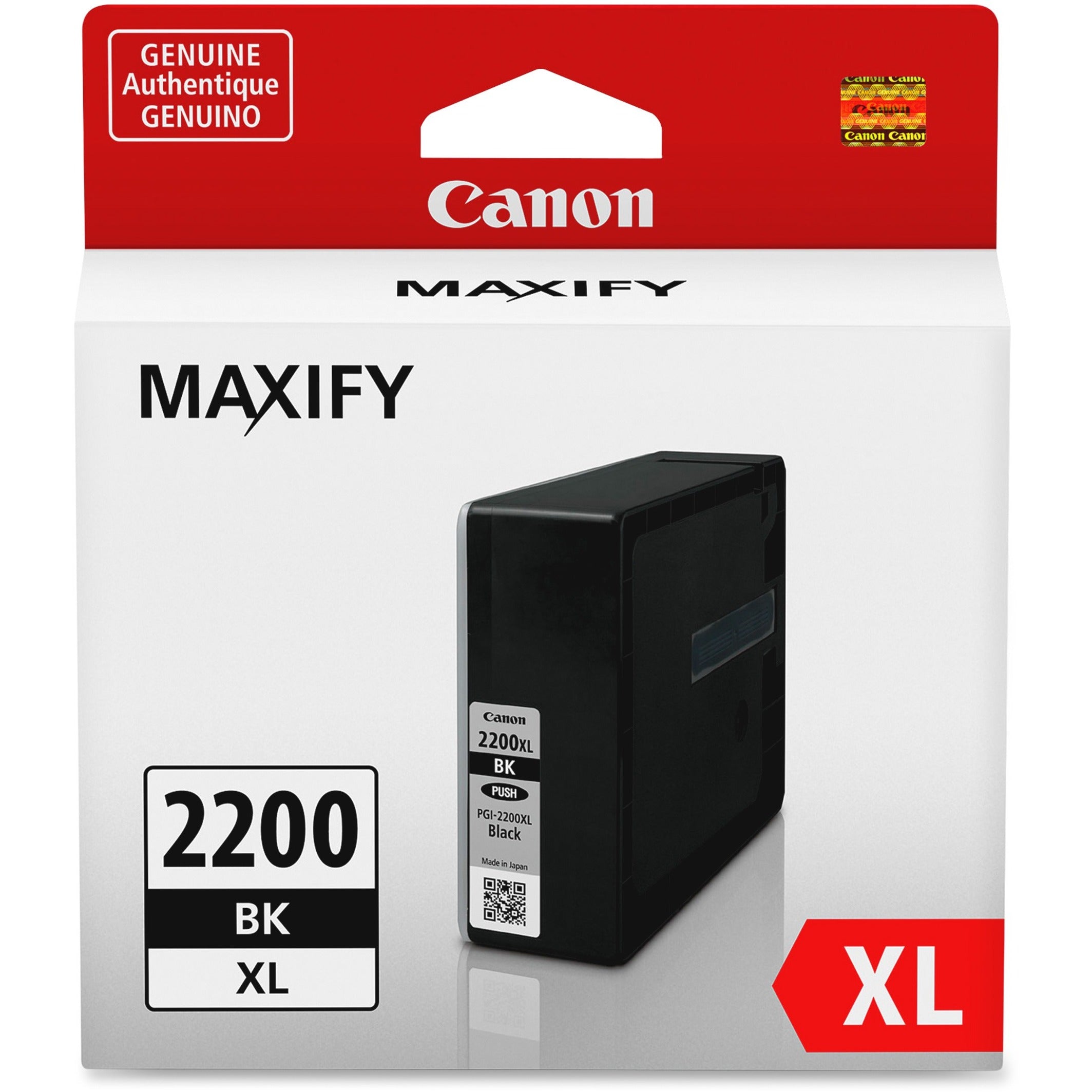 Canon 9255B001 PGI-2200 XL Black Pigment Ink Cartridge, Smudge Resistant, Highlighter Resistant, 19.3 mL, 2500 Pages