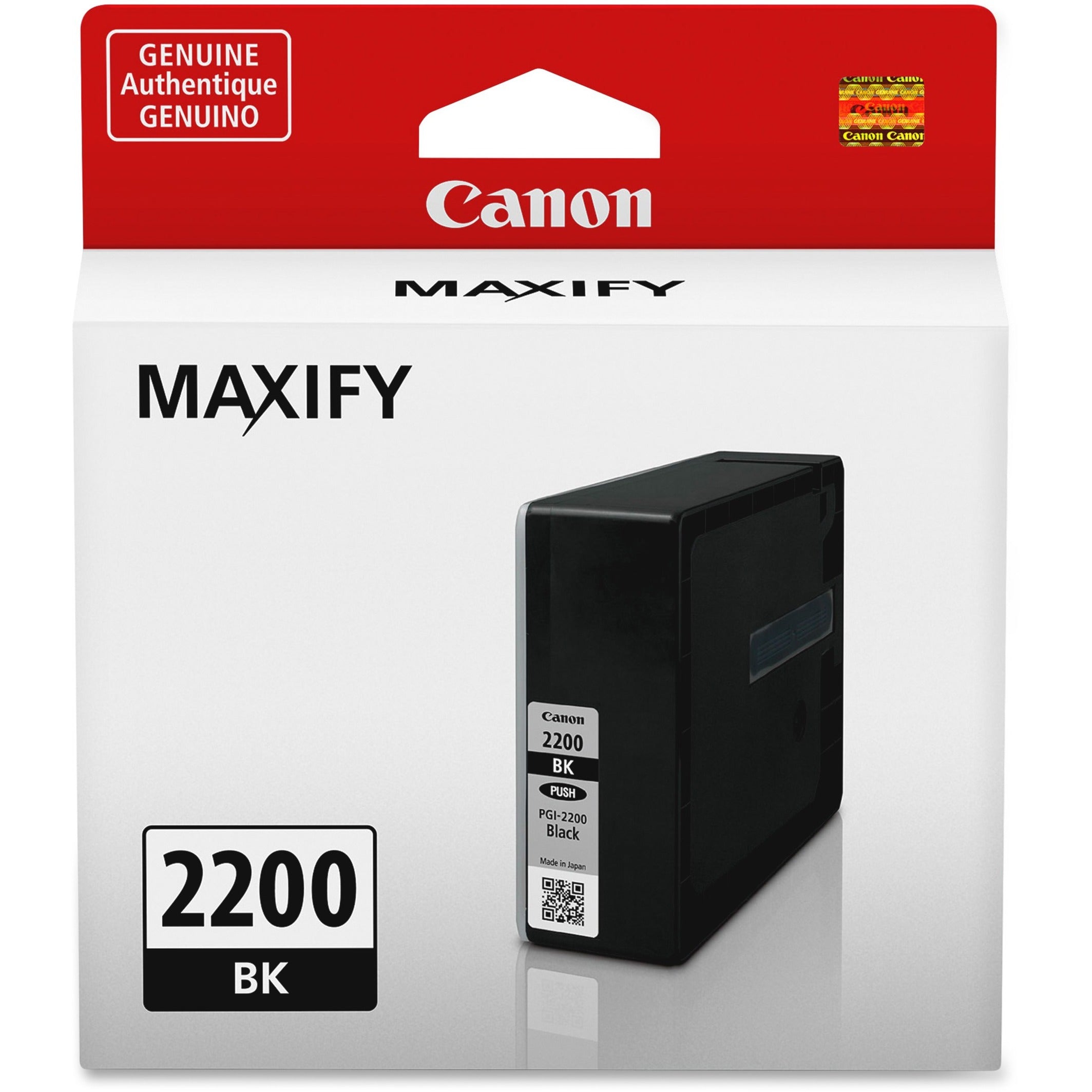 Canon 9291B001 PGI-2200 Black Pigment Ink Tank, Smudge Resistant, Highlighter Resistant, 29.1 mL, 1000 Pages