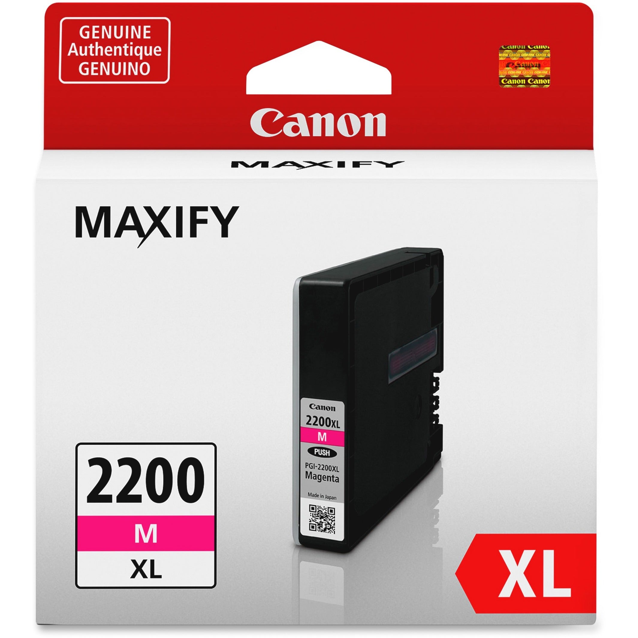 Canon PGI-2200 XL 9269B001 Magenta Pigment Ink Cartridge, Smudge Resistant, Highlighter Resistant, 19.3 mL, High Yield, 1500 Pages